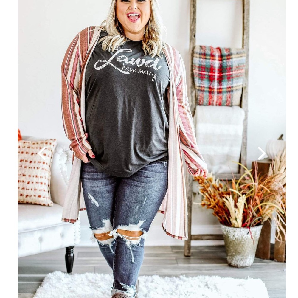 Rust Colored Striped Duster - image 2